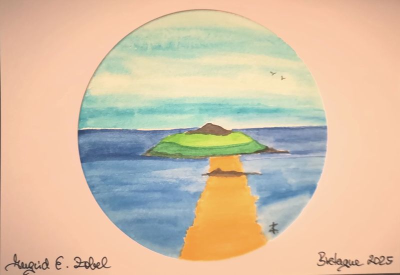 Aquarell Bretagne Insel Sandbank Aquarell Bretagne Insel Sandbank