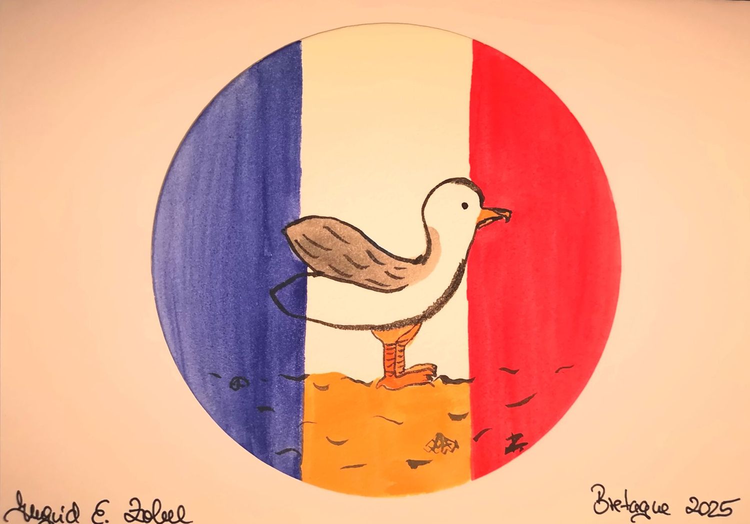 Aquarell Bretagne Möwe 2 Aquarell Bretagne Möwe 2