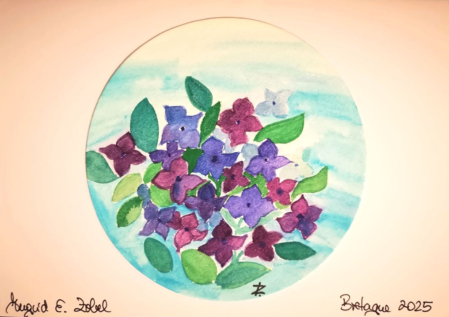 Aquarell Bretagne Hortensie 1 Aquarell Bretagne Hortensie 1