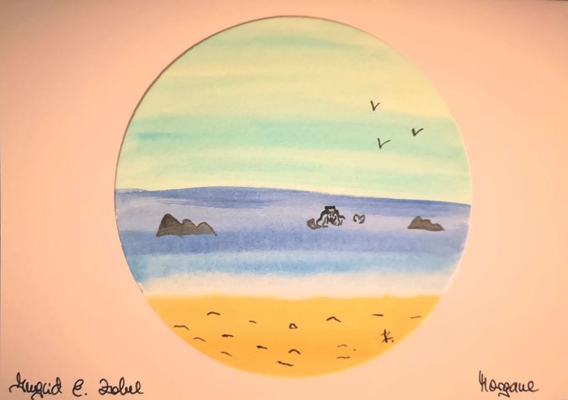 Aquarell Bretagne Morgane winkt Aquarell Bretagne Morgane winkt