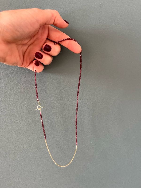 2 in 1 collier/ armband granaat