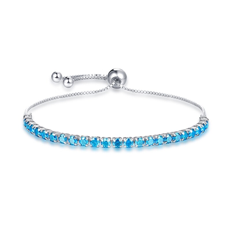 925 Sterling Silver Bracelets for Womens &amp; Girls - Adjustable Sapphire Tennis Bracelet - Sparkling Gift for Her