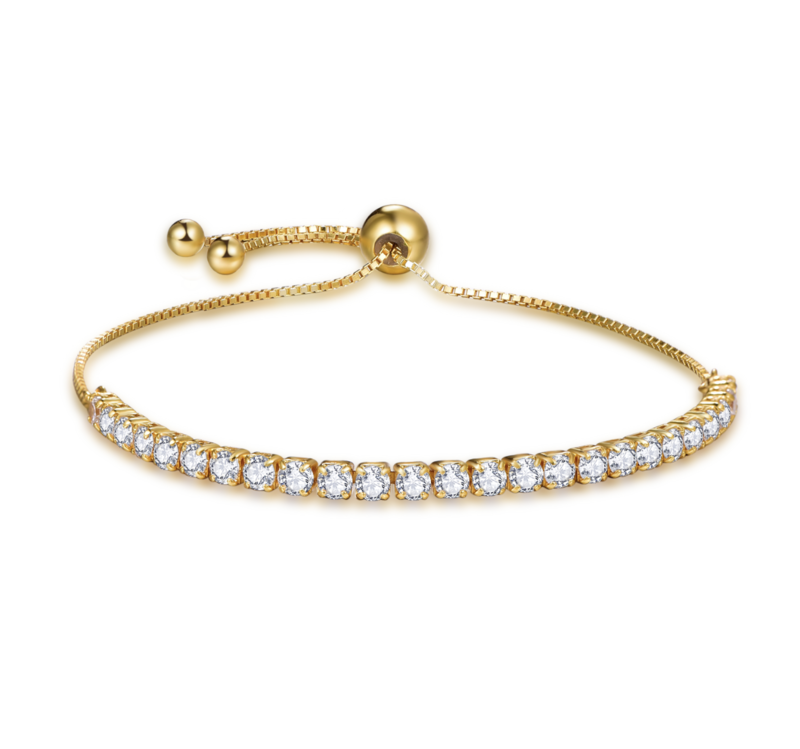 925 Sterling Silver Cubic Zirconia Bracelets, Classic &amp; Delicate Charm Bracelet for Women and Girls, Gold Plated Silver, Gift For Her