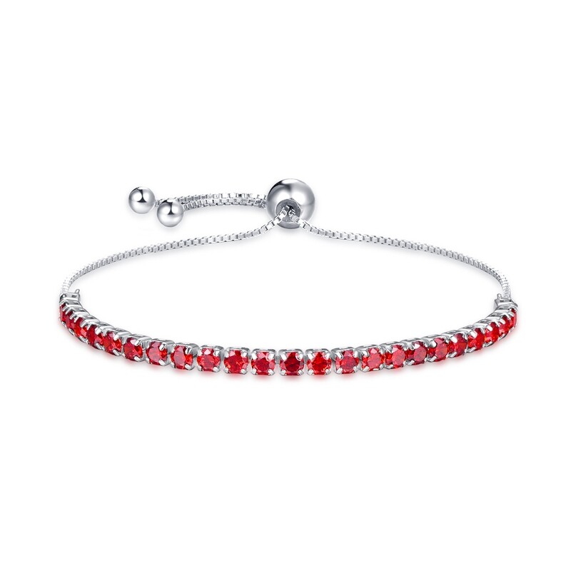 925 Sterling Silver Bracelets for Womens &amp; Girls - Adjustable Ruby Tennis Bracelets - Sparkling Gift for Her