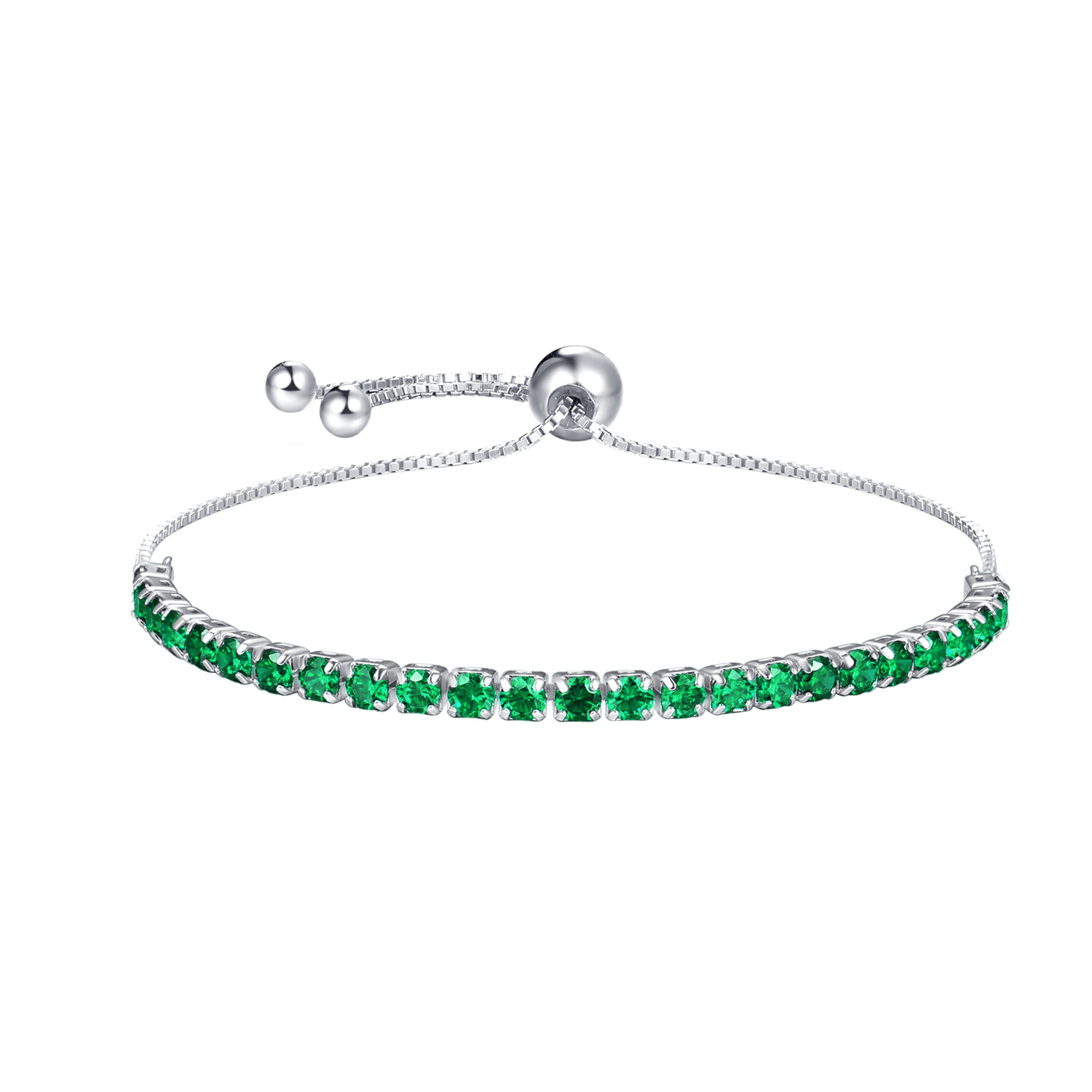 925 Sterling Silver Bracelets for Womens &amp; Girls - Adjustable Emerald Tennis Bracelets - Sparkling Gift for Her