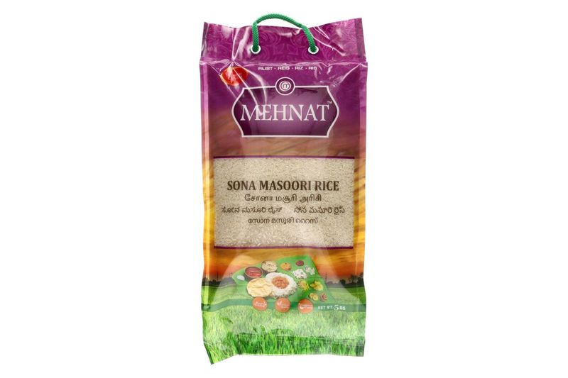 Sona Masoori Rice, White, Mehnat, 5 kg Sona Masoori Rice, White, Mehnat, 5 kg