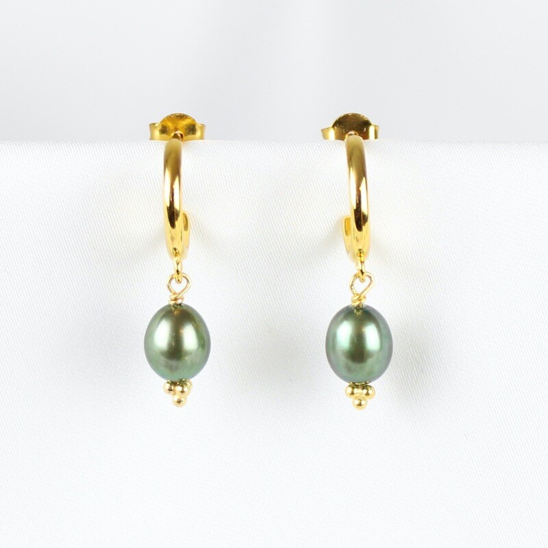 Grønne ferskvandsperle øreringe