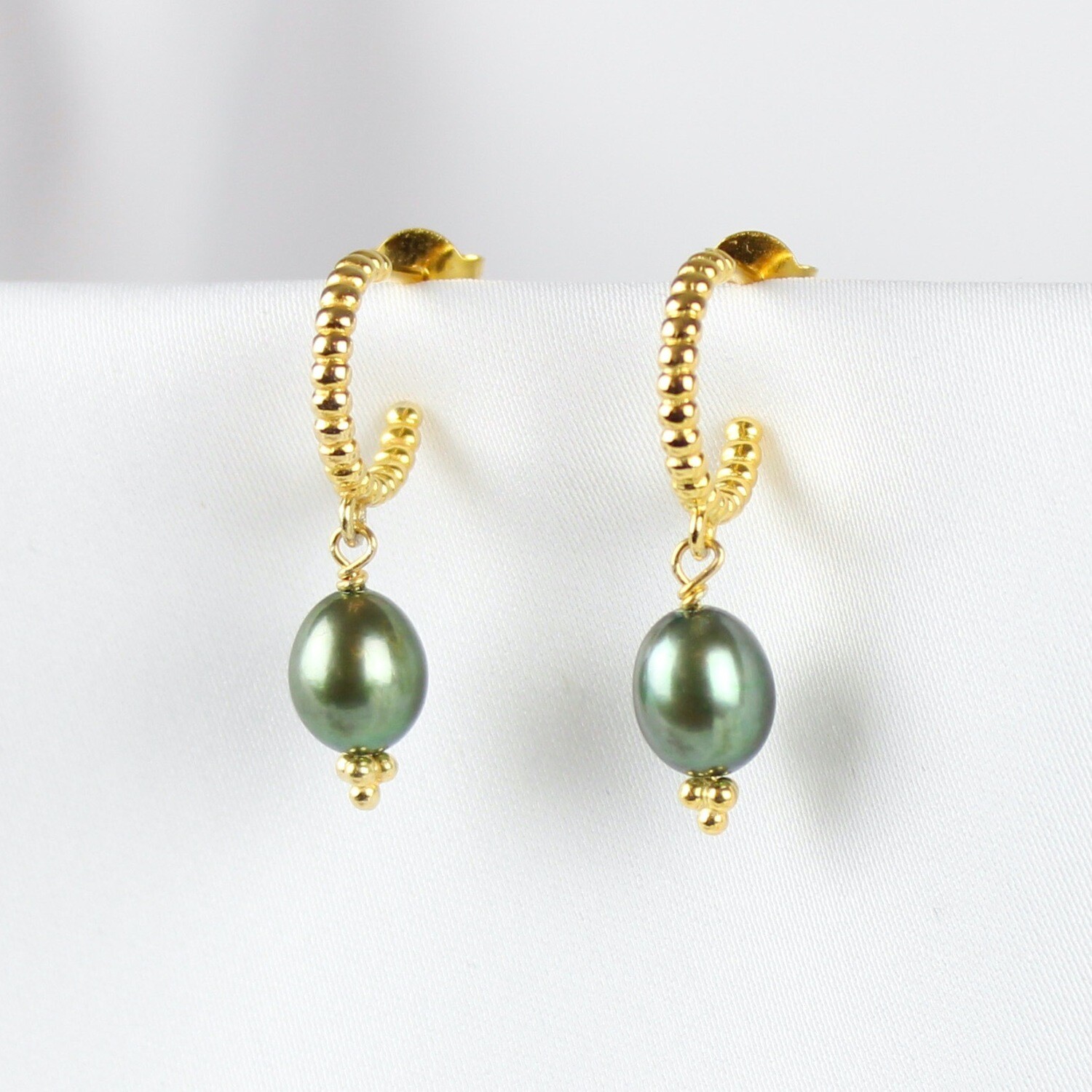 Grønne ferskvandsperle kugle- øreringe