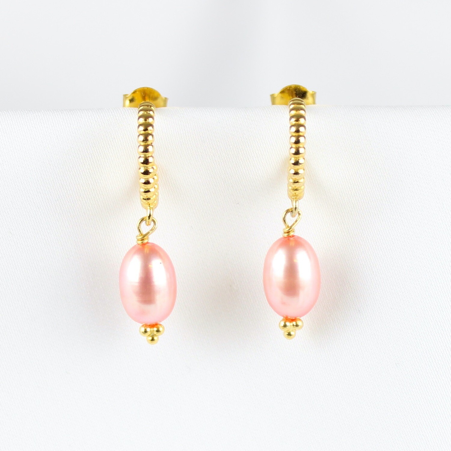 Rosa ferskvandsperle øreringe