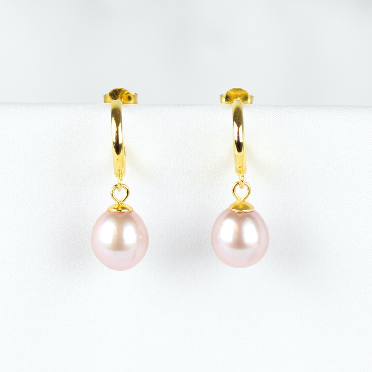 Rosa ferskvandsperle øreringe (forgyldt)