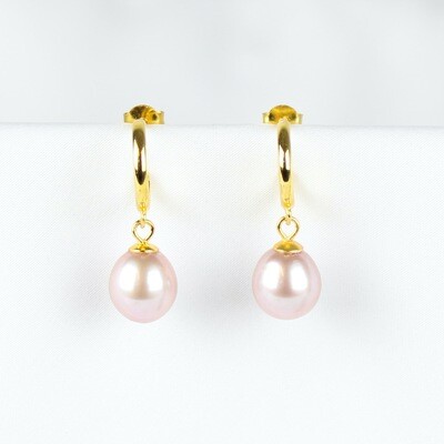 Rosa ferskvandsperle øreringe (forgyldt)