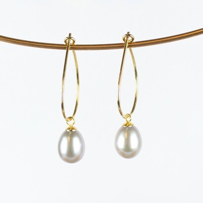 Dråbeformet hoops med grå ferskvandsperler