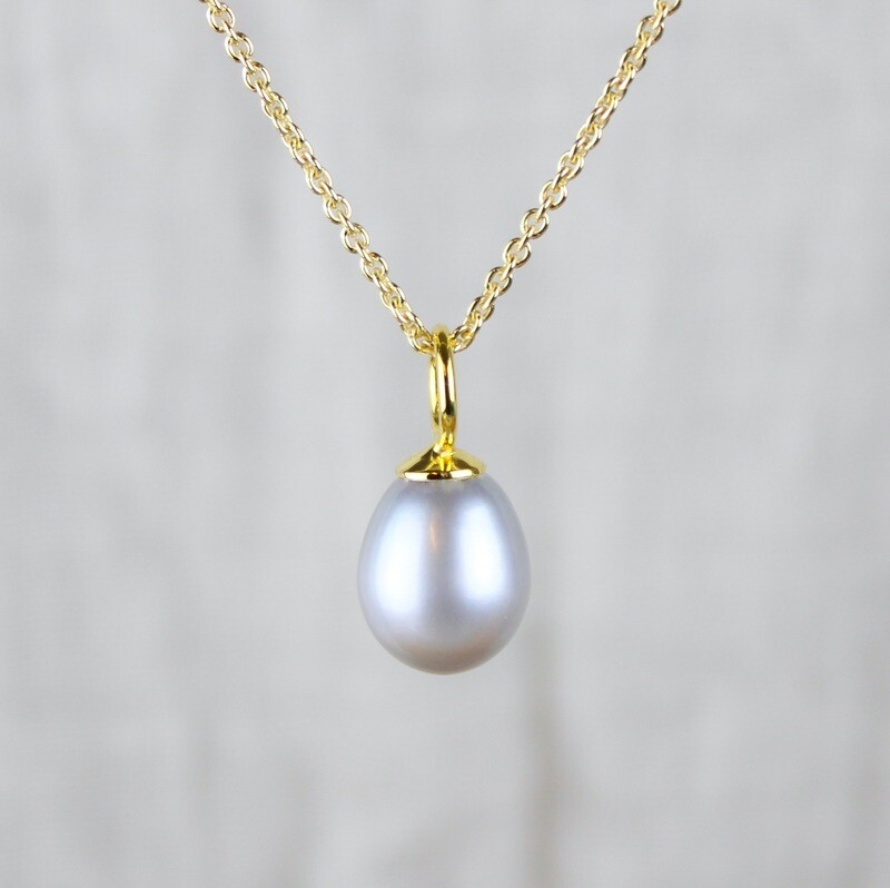 Grå ferskvandsperle halskæde (forgyldt)