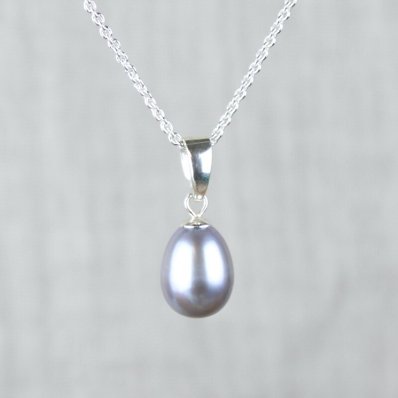 Grå ferskvandsperle halskæde