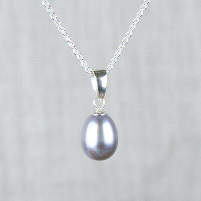 Grå ferskvandsperle halskæde