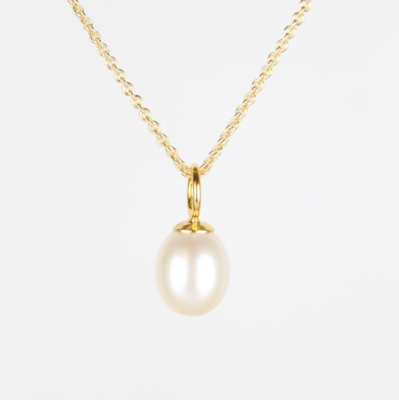 Hvid ferskvandsperle halskæde (Forgyldt)