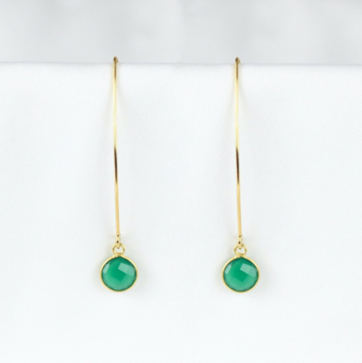 Øreringe med grøn onyx-sten