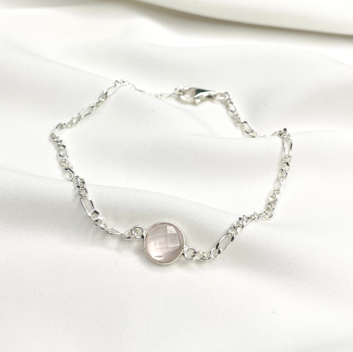 Figaro armbånd med rosakvarts