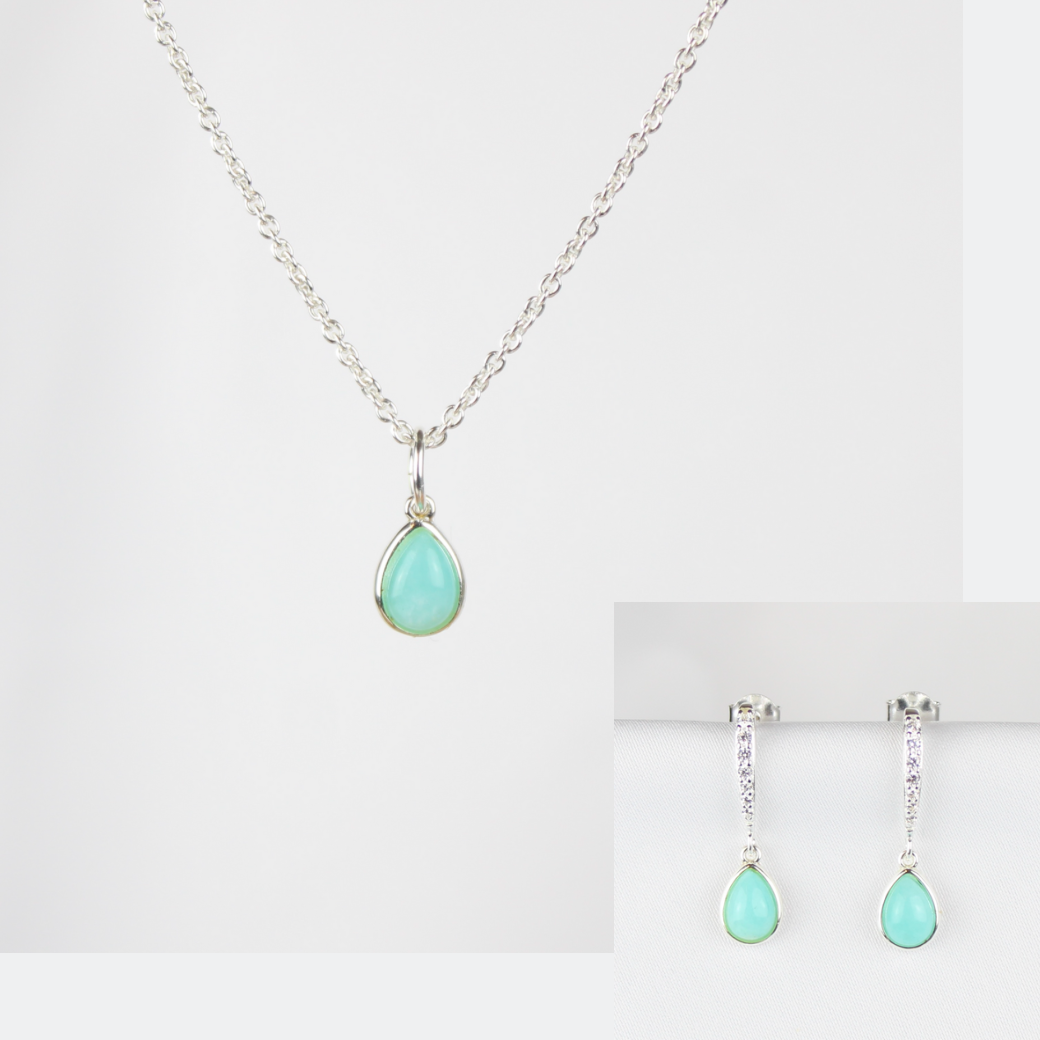 Smykkesæt med amazonit ædelsten