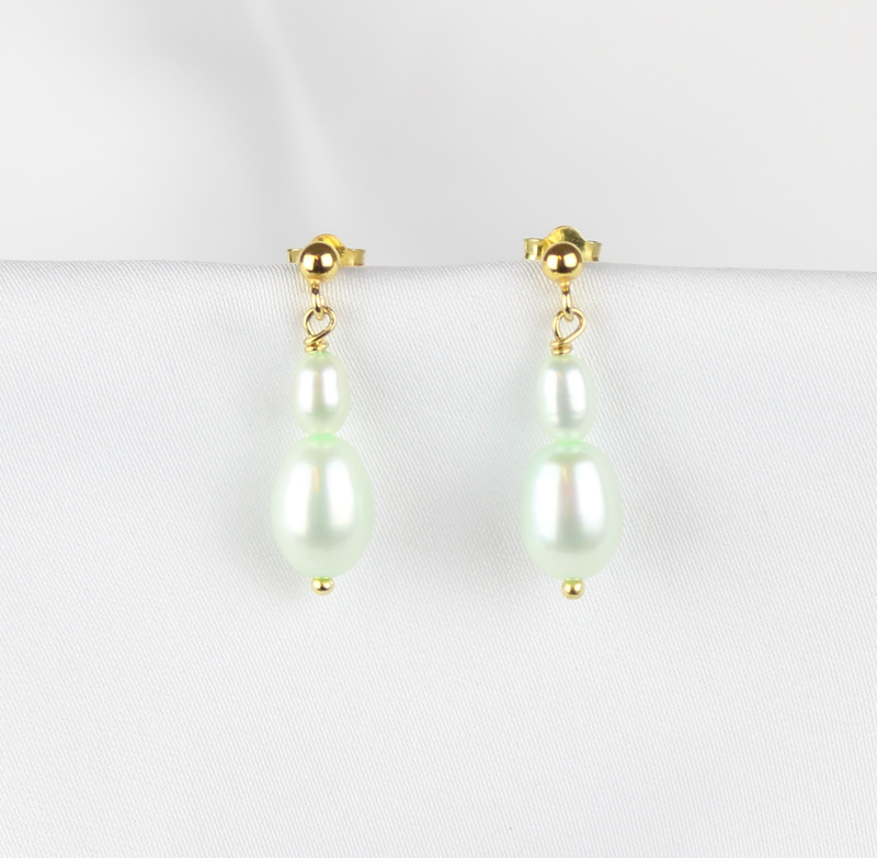 Ørestikker m. grønne ferskvandsperler