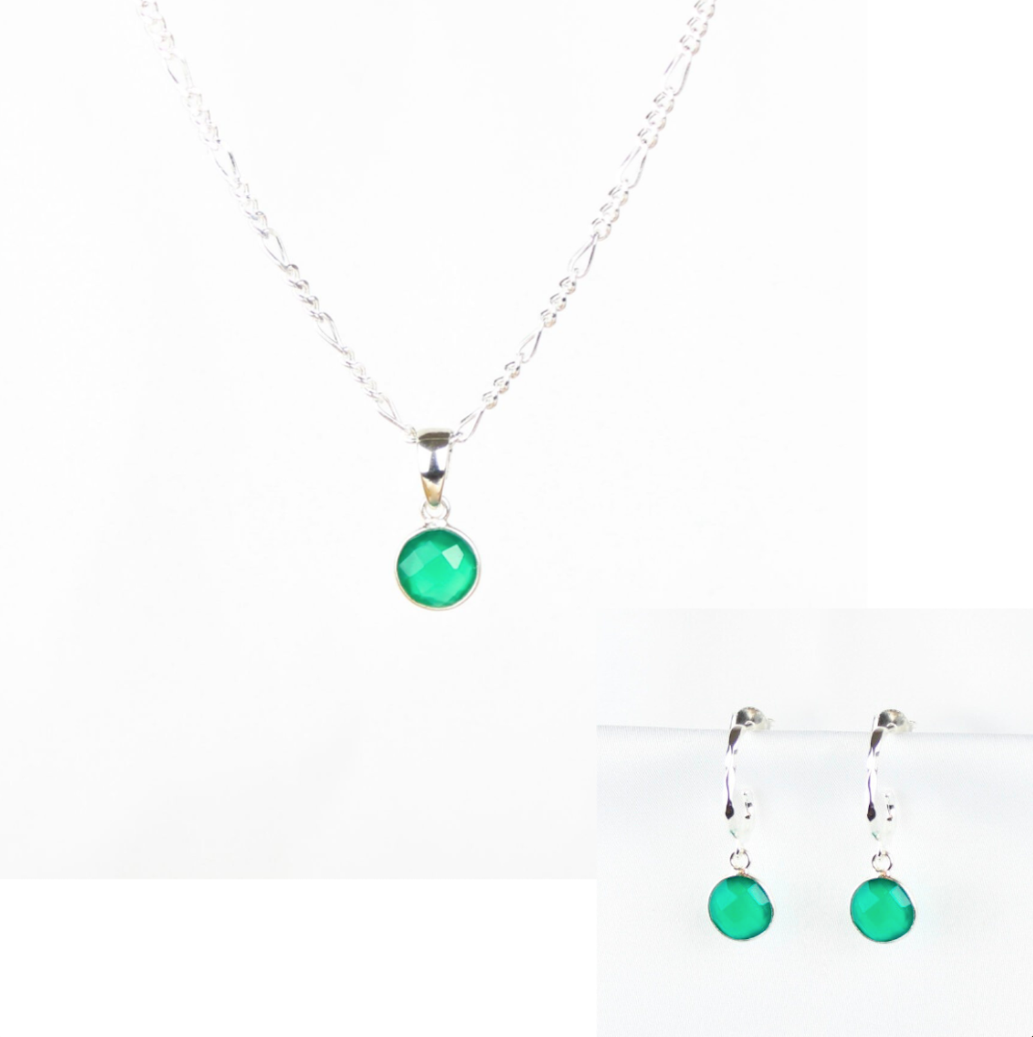 Smykkesæt - grøn onyx sten