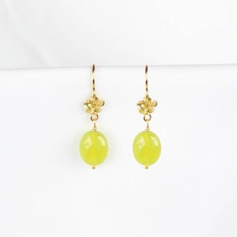 Ørebøjle med JADE - LEMON  ædelsten
