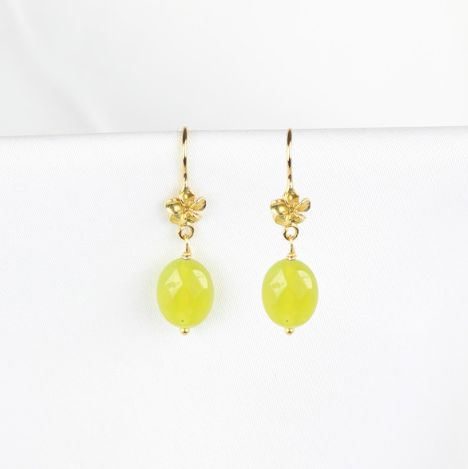 Ørebøjle med JADE - LEMON  ædelsten