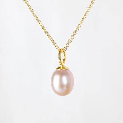 Rosa ferskvandsperle halskæde (Forgyldt)