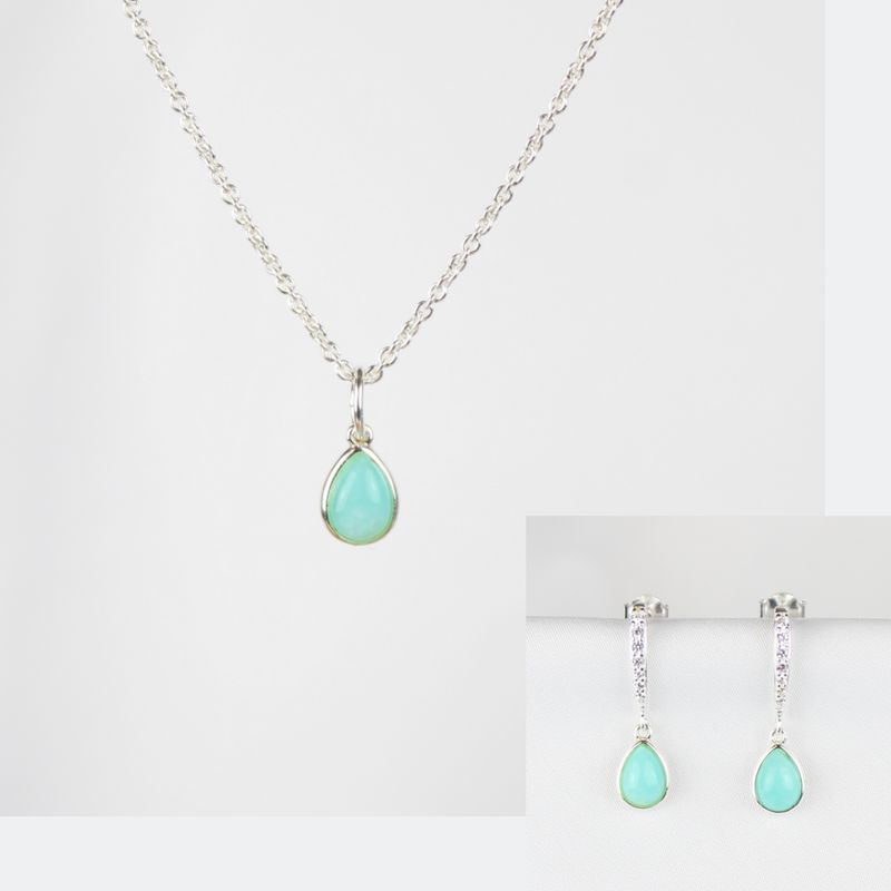 Smykkesæt med amazonit ædelsten