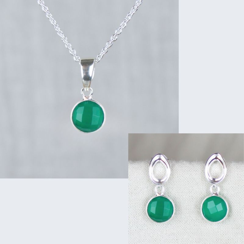 Smykkesæt - grøn onyx sten