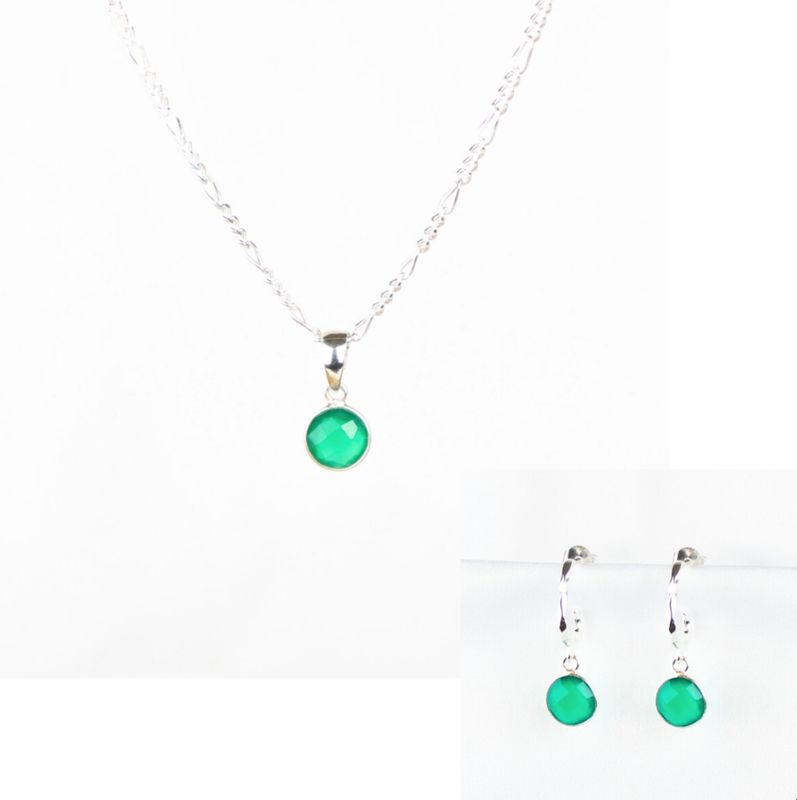 Smykkesæt - grøn onyx sten