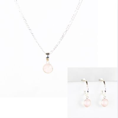Smykkesæt - rosakvarts sten
