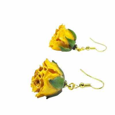 Pendientes rosa amarilla