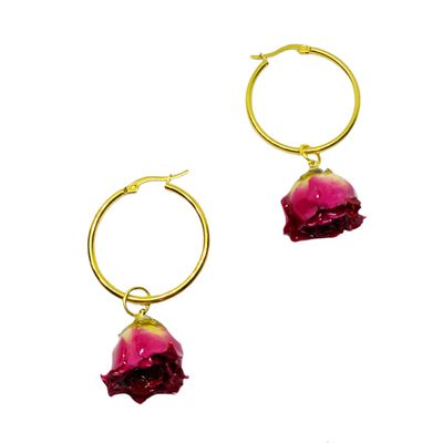 Pendientes aro rosa
