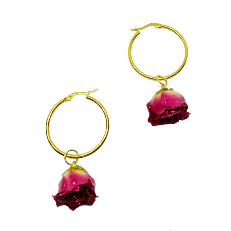 Pendientes aro rosa