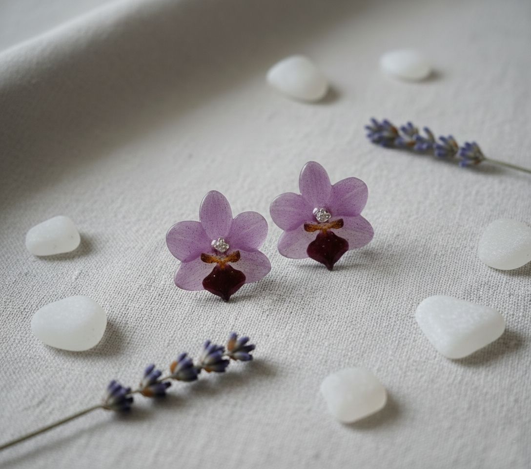 Pendientes mini orquídea