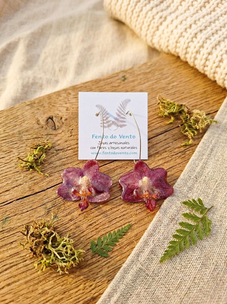 Pendientes orquídea morada