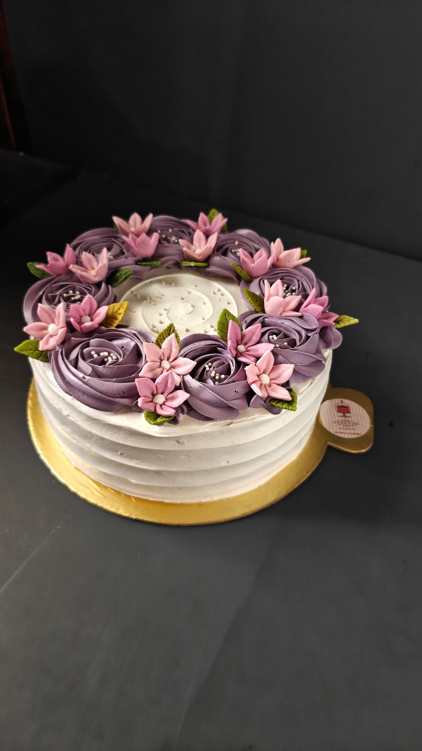 Non-Fondant Cake purple swirls