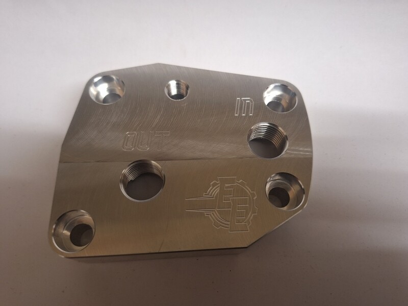 Om605/6 Billet oil filter relocator plate