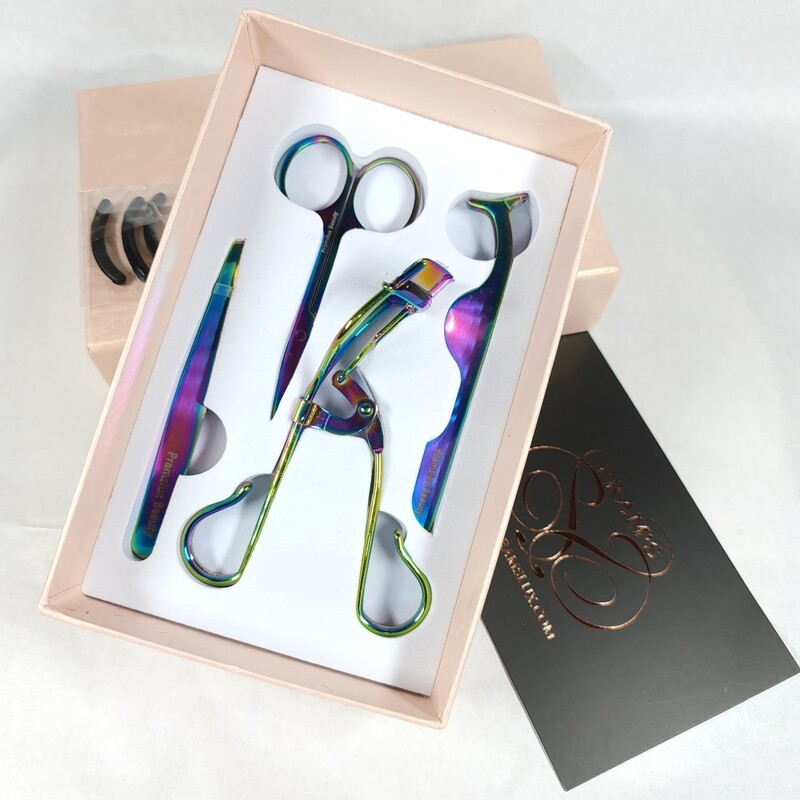 Set 4 pièces pinces à Faux-cils couleur holographique