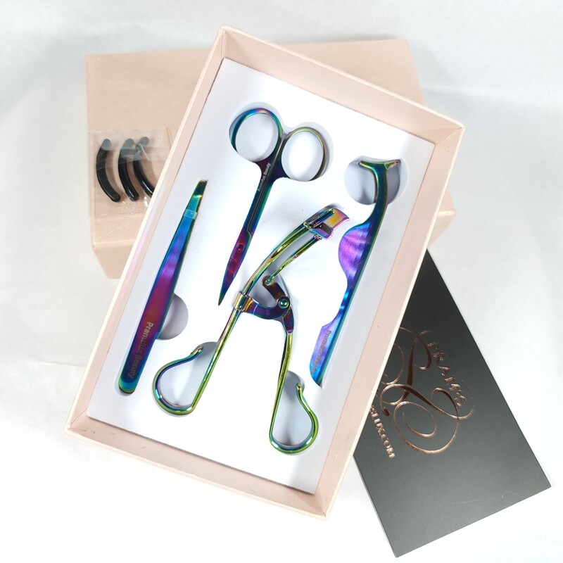 Set 4 pièces pinces à Faux-cils couleur holographique