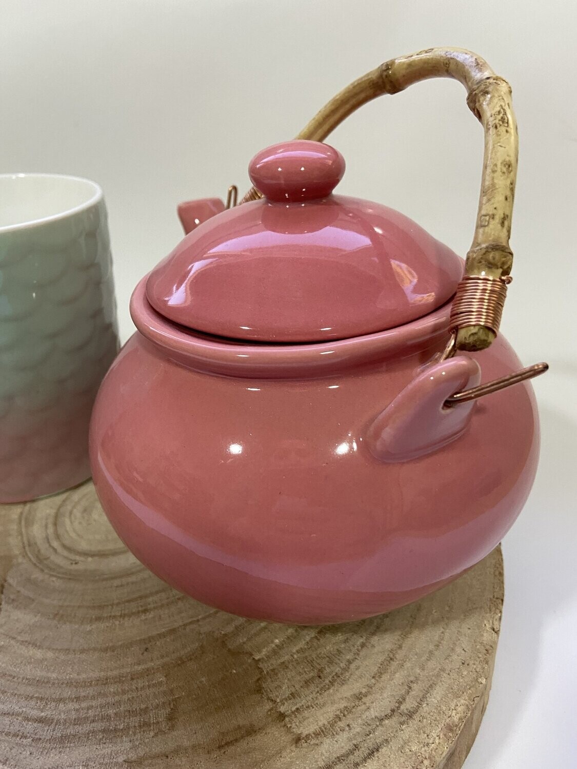 Juego de té Sirena - 1 taza + tetera con asa bambú