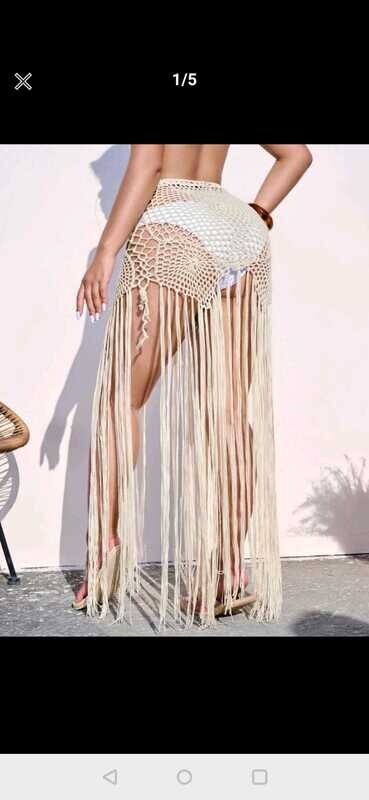 Rok beige macramé