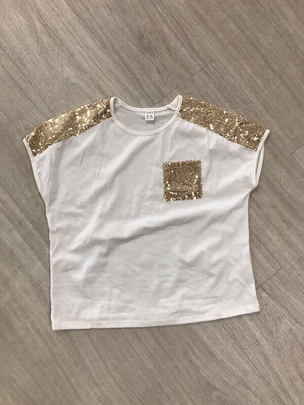 T-shirt, wit met goude glitter (15)