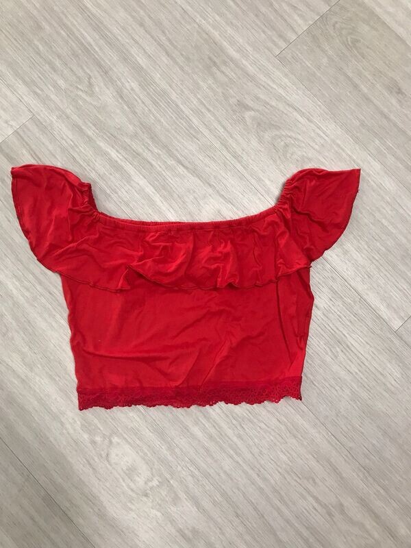 T-shirt, rood en geel met kant (3 verschillende)