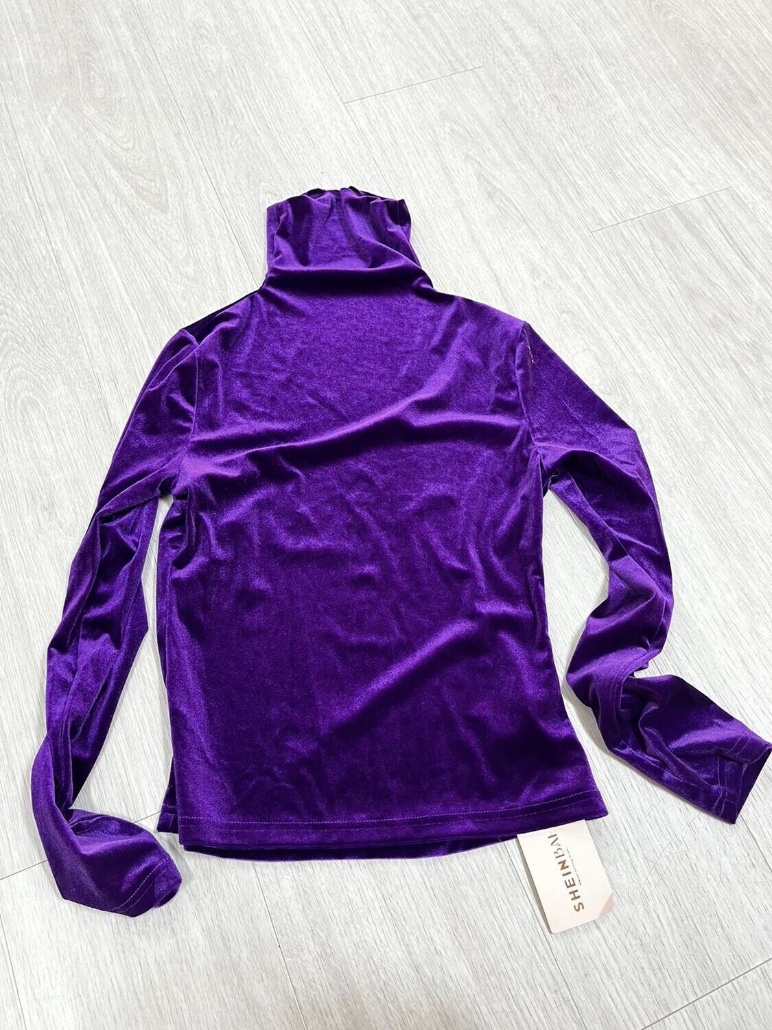 T-shirt, paars met lange mouwen en kol (12)
