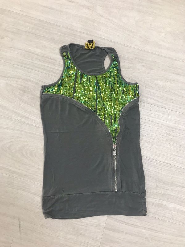 Top, grijs met groene glitter (18)