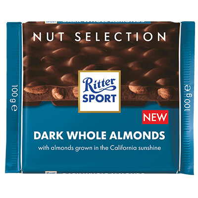 *NEW* - Ritter Sport - Dark Chocolate - Whole Almonds - 100g