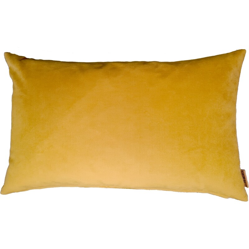 Karrygul velour pude - Aflang