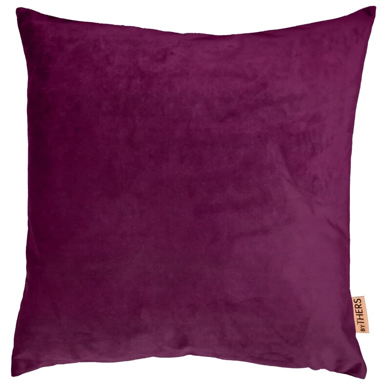Fuchsia blank velour pude - Kvadratisk